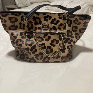 Coach Tan and Black Leopard Purse